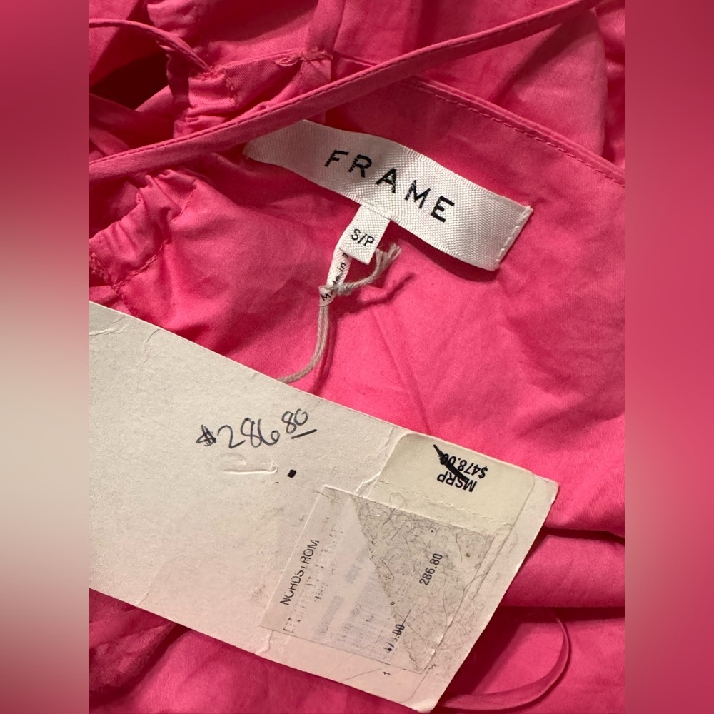 FRAME Tie Back Mini Dress in Hot Pink - Picture 9 of 10
